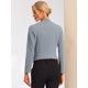 thumbnail image 4 of Chaqueta Corta Casual De Negocios De Oficina De Trabajo Sin Cuello Para Mujer Gris azul3 XL, 4 of 6