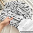 thumbnail image 4 of Twin XL Size Fitted Sheet Set - White Black Striped 2 Piece Bedding Sets 16" Deep Pocket Fitted Sheet with 1 Pillowcases, Abstract Modern Art Irregular Stripe Brushed Microfiber Hotel Bed Sheets, 4 of 9