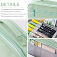 thumbnail image 3 of YSTHDL Large Capacity Pencil Case Pen Pouch Organizer Canvas Pencil Bag with Handle-Green, 3 of 6