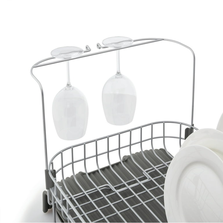 1pc Solid Color Dish Rack, White Plastic Collapsible Plate Holder