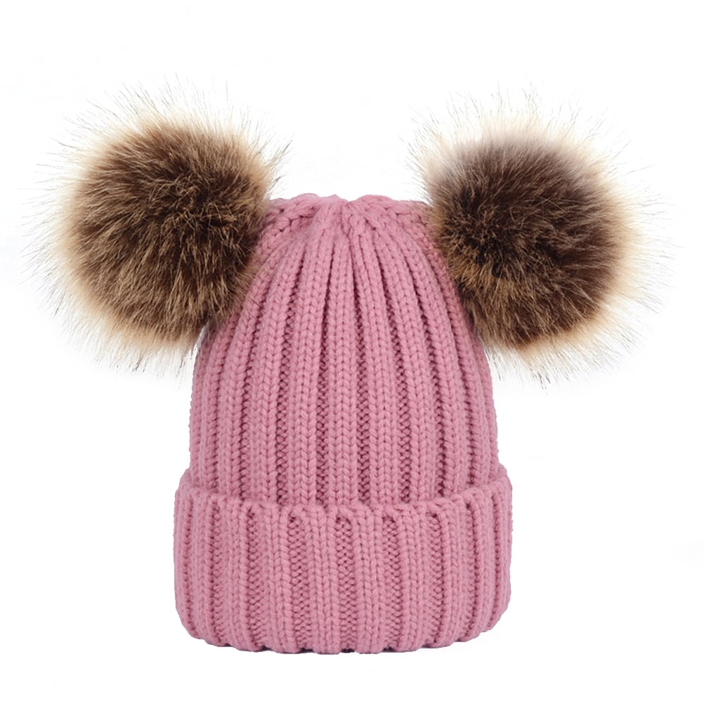 womens pink bobble hat