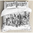 thumbnail image 4 of New York Twin Size Duvet Cover Set, Sketchy New York Historical Western Center Downtown Modern USA Illustration Print, Decorative 2 Piece Bedding Set with 1 Pillow Sham, Grey White, by Ambesonne, 4 of 4