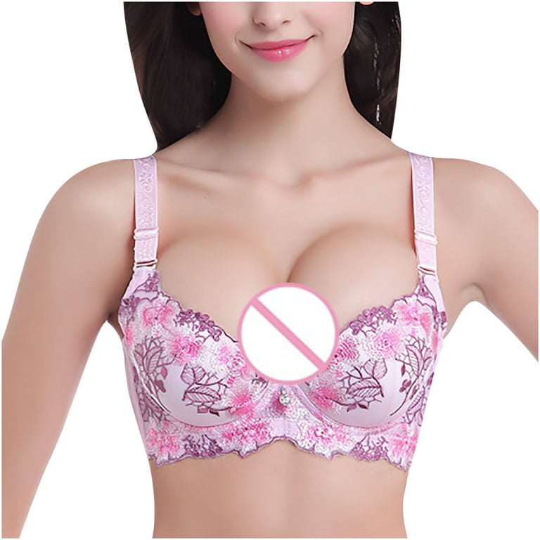 Push up Bra Sexy Lingerie for Women Woman's Fashion Embroidery Comfortable  Push Up Hollow Out Bra Underwear Sports Bras for Women High Support Large