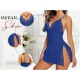 thumbnail image 5 of ValueVibe Lingerie Set for Women Lace Spaghetti Straps Babydoll Sleepdress High Slit Chemise Nighty, Blue 2XL, 5 of 9