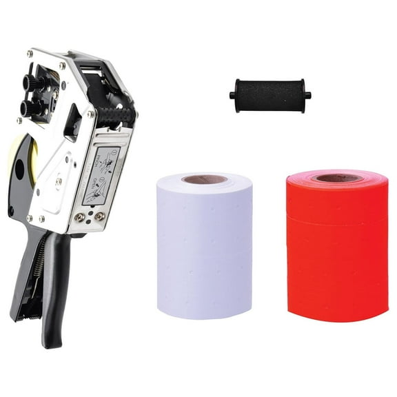 GL289/275 Labeling Gun - 8 Digits Top, 6 Digits Bottom, Includes 6,000 Labels & Free (White & Fluorescent Red)