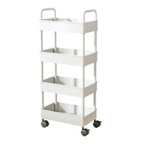 YIKA Large Floor Shelving Unit 4-Tier Mobile Storage Cart on Wheels Adjustable Tier Shelves Rolling Utility Cart Wheels for Kitchen Bathroom Office Living Room Storage Rack Organizer Cart
