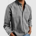 thumbnail image 3 of Wendoximz Mens Button Up Shirts Long Sleeve Mens Shirts Summer Men's Casual Fashion Solid Color Trend Loose Lapel Button Down Shirt, 3 of 8