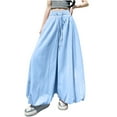 thumbnail image 2 of Qulqfy Women's Harem Pants High Waist Lantern Wide Leg Pants Blue Fall Casual Trousers for Women XL, 2 of 9