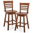 thumbnail image 1 of Costway 2 PCS 24.5" Counter Height Bar Chairs Swivel Bar Stools with Hollow Backrest Brown, 1 of 8