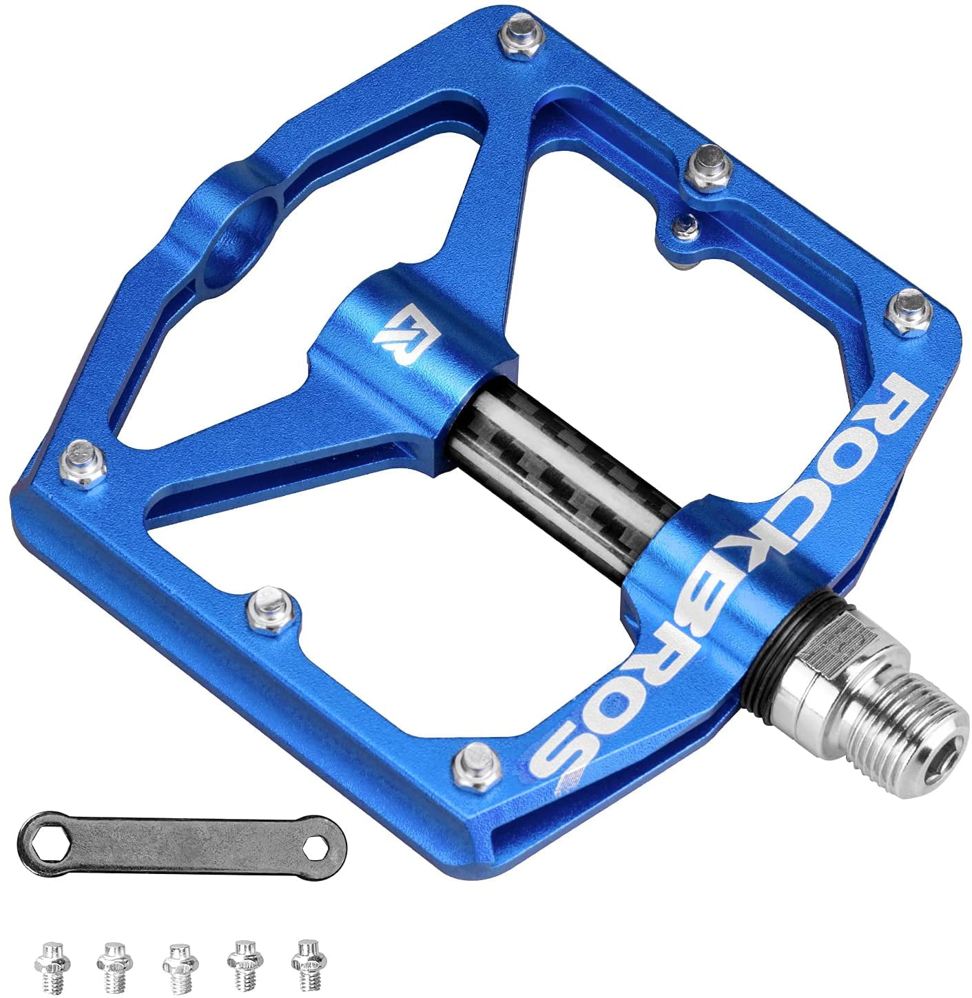 ROCKBROS Mountain Bike Pedals Flat Bicycle Pedals 9/16 Road Bike Pedals Carbon Fiber Sealed