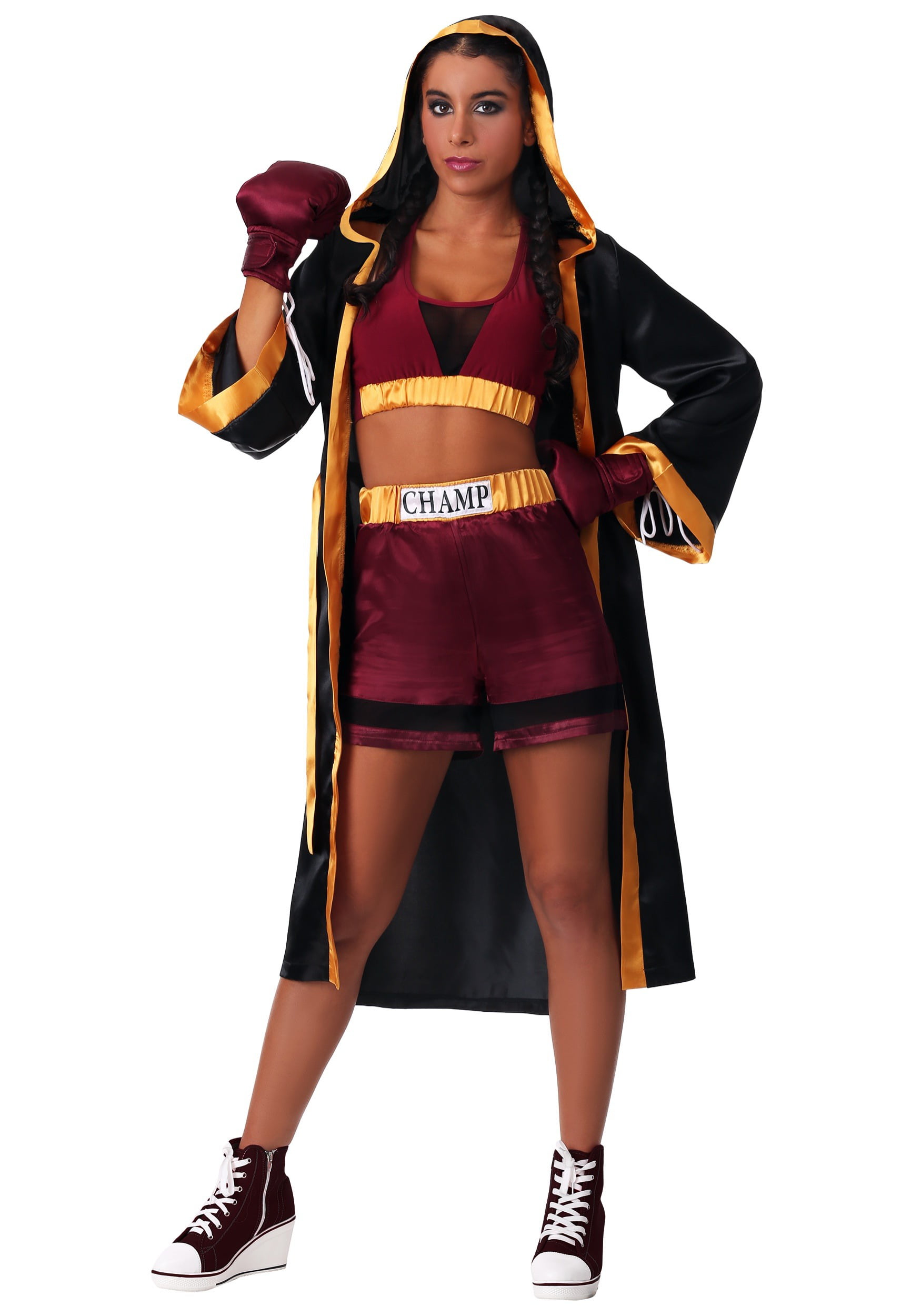 Womens Ladies Boxer Gir Fancy Dress Costume Outfit L 