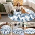 thumbnail image 5 of Blue Forest Round Area Rug 3.3 FT, Non Slip Small Entryway Kitchen Mat, Contemporary Silhouette Abstract Art Washable Soft Circular Rug Non-Shedding Door Mat for Bathroom Playroom Kids Room, 5 of 9
