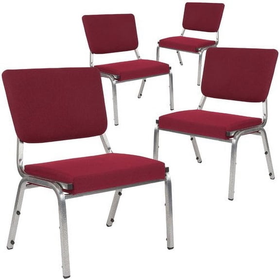 Flash Furniture 4 Pack 1000 lb. Rated Burgundy Antimicrobial Fabric Bariatric Medical Reception Chair with Panel Back