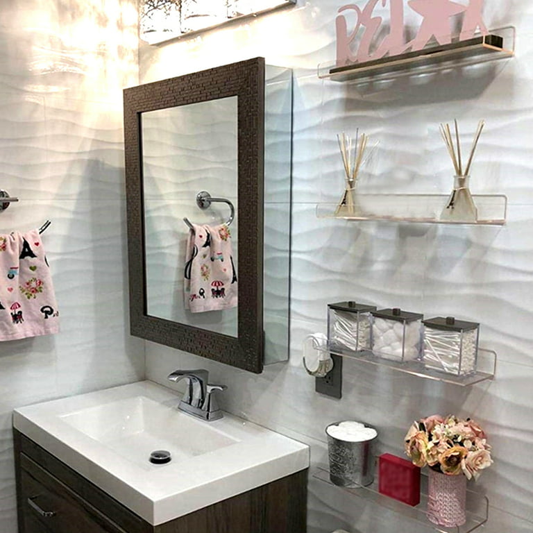 VEAREAR Acrylic Home Wall Mount Perfume Rack Bathroom Toiletries Storage  Shelf Organizer