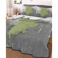 thumbnail image 3 of Quilts Twin Size Bedding Set, Sage Green Cement Gray Lightweight Quilted Comforter, Modern Abstract Art Green Soft Reversible Bedspread Coverlet with Pillow Covers for All Season, 68" x 86", 3 of 7