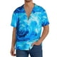 thumbnail image 1 of Balery Blue Shell Camisa Casual de Manga Corta con Botones para Hombre, Texturizada, Estilo Cubano, para Playa, Verano-4X-Large, 1 of 5