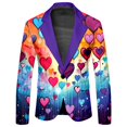 thumbnail image 4 of Male Rainbow Long Sleeve Coat and Pants Two Piece Suit with Printed Design, Button Closure, Pockets, Includes Tie - Men's Crazy Prom for Holiday Party Events, 4 of 6