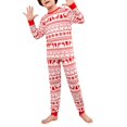 thumbnail image 3 of Yuaguia Family Matching Christmas Pajamas, Nordic Reindeer Snowflake Fair Isle Print Long Sleeve Top and Red White Holiday Pattern Lounge Pants Sleepwear Set, Kids 5 Years, 3 of 9
