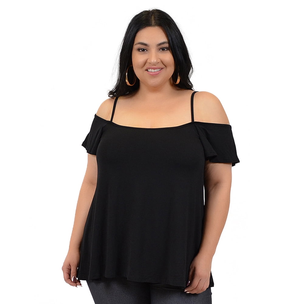 Stretch Is Comfort Plus Size Modal Cold Shoulder Top XLarge (1214