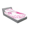 thumbnail image 2 of Ambesonne Animal Fitted Sheet & Pillow Sham Set, Hummingbird Flower Dots, Twin, Pink Fuchsia, 2 of 2