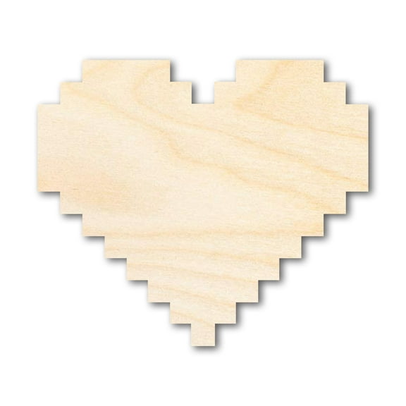 Unfinished Wood Pixel Heart Shape 3" / 1/4"