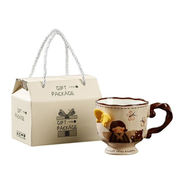 Taza de cerámica, taza de té con diseño de mariposa, chica bonita y elegante con colección de cajas de regalo, taza de café, regalo de cumpleaños para Estilo D