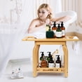 thumbnail image 4 of 2-Tier Bamboo Shower Chair for Inside Shower, Waterproof Bathroom Baby Bath Seat with Storage Shelf and Shower Head Holder, Shower Stool for Seniors Adults Disabled Pregnant Woman, 4 of 8