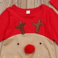 thumbnail image 3 of Bebé recién nacido Niños Niñas Navidad Manga larga Nariz roja Dibujos animados Reno Pijama Mono Conjunto de mono con sombrero a rayas Adecuado para 0-6 meses (70 cm), 3 of 6