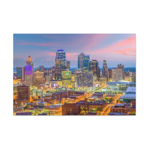 Kansas City Night Skyline Canvas Artwork Breathtaking Stunning Cityscape for Home Decor Ready to Hang