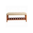thumbnail image 4 of HomeStock Classic Charm Upholstered Entryway Bench with Tufted Padded Seat and Lower Storage Shelf for Shoes or Decor-Color:Beige, 4 of 4