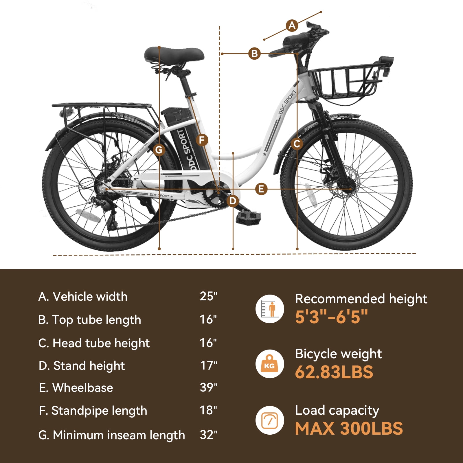 24 Inch Cruiser Electric Bike, E-Bike for Adults, Ebike with 36V 10.4AH Removable Battery, Step Through Ebike for Women Men,City Electric Bicycle,for City Commute