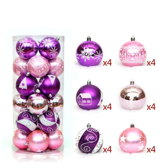 Vikakiooze Mini Christmas Balls 24Pcs Christmas Ball Ornament Pendant Party Supplies Tree Hanging Plastic Ball For Christmas Tree Decoration 6Cm/2.36In