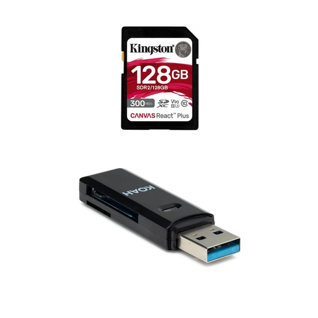 SD Card Kingston Canvas React Plus 128GB U3 V90 Bundle