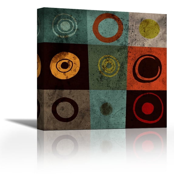 Tiles Circles - Contemporary Fine Art Giclee on Canvas Gallery Wrap - wall décor - Art painting - 36 x 36 Inch - Ready to Hang