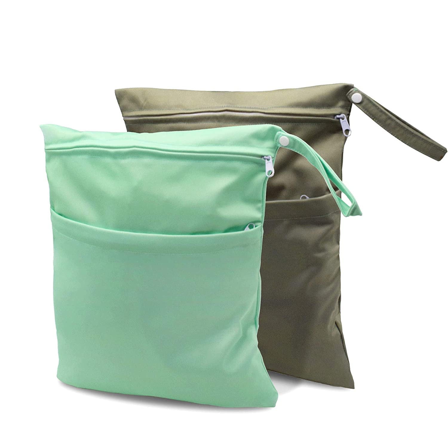 Wet Dry Bag Baby Cloth Diaper Nappy Zipper Bag Reusable With Two PocketsJC 