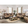 thumbnail image 2 of Furniture of America Morgan Faux Leather T-cushion Loveseat in Brown, 2 of 8