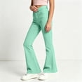 thumbnail image 5 of QIUOMBBP Mint Green Girls' Uniform Flare Leg Pants Kids Solid Color Bootcut Dress Pants School Uniform Slacks with Pockets, 5 of 8