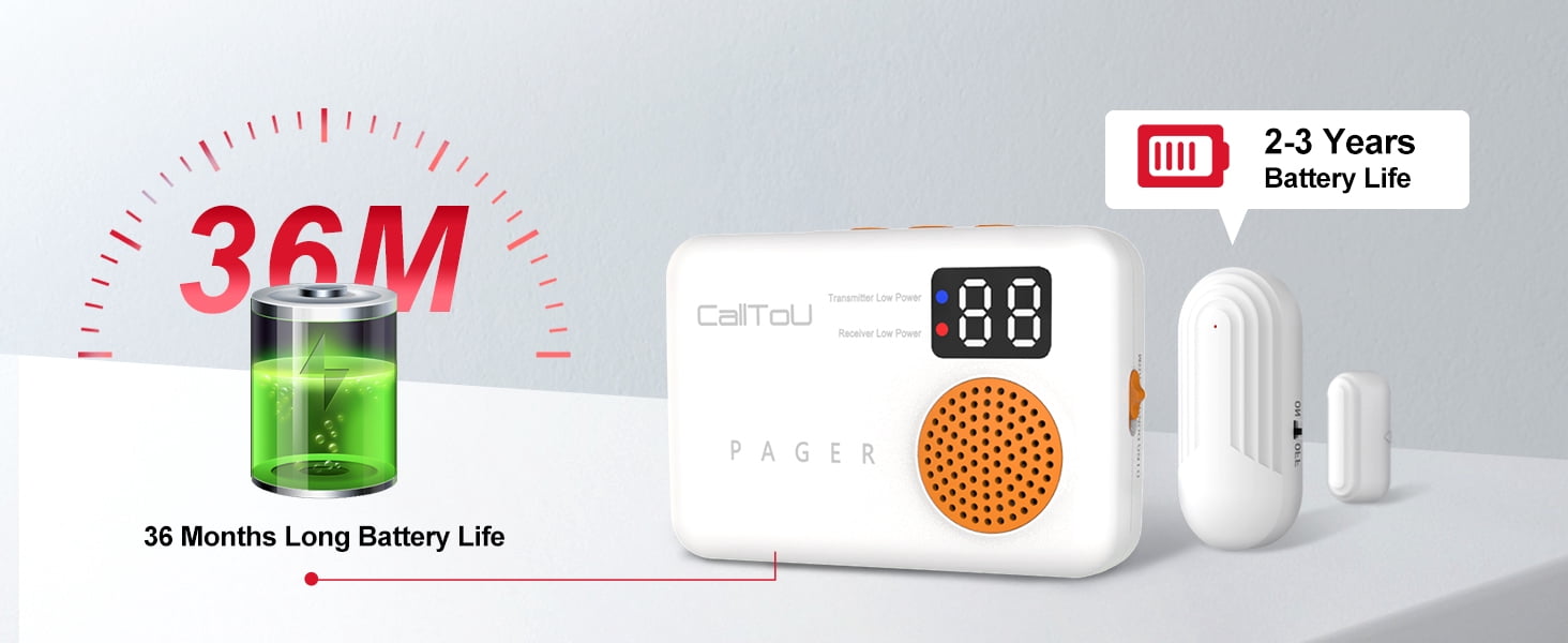 CallToU Portable Door Chime with 4 Door Sensors and 1 Receiver, 500ft Range, 2 Chime Tones & Adjustable Vibration, Entry Alert for Home, Office, or Business