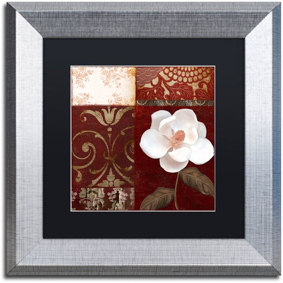 "Flores Blancas IV" Canvas Art by Color Bakery Black Matte, Silver Frame