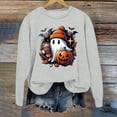 thumbnail image 2 of Halloween Spooky Sweatshirt for Women Funny Cute Ghost Graphic Long Sleeve Blouses Crewneck Pumpkin Print Trendy Loose Fit Tops, 2 of 3