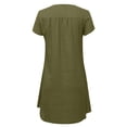 thumbnail image 3 of Summer Savings Clearance! Women Dresses Summer 2023 Cotton And Linen Short Sleeve V-neck Casual Hot Vacation Solid Color Mini Dress Loose Plus Size Beach Sundresses, 3 of 6