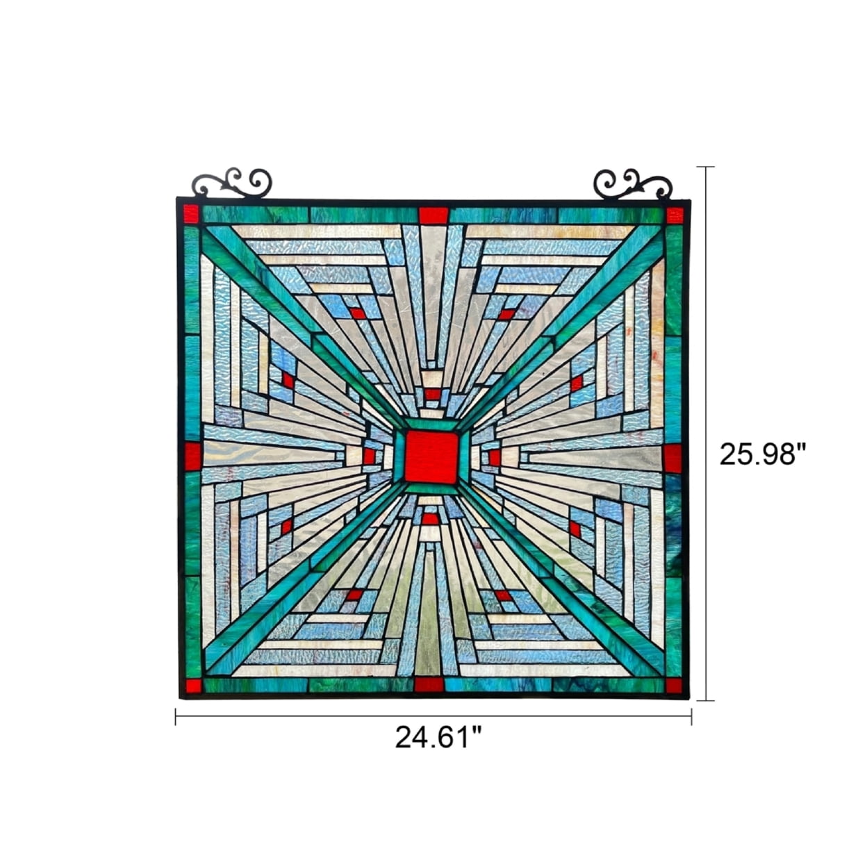 CHLOE Lighting INNES Mission Tiffany-style Stained Glass Window Panel 26" Tall