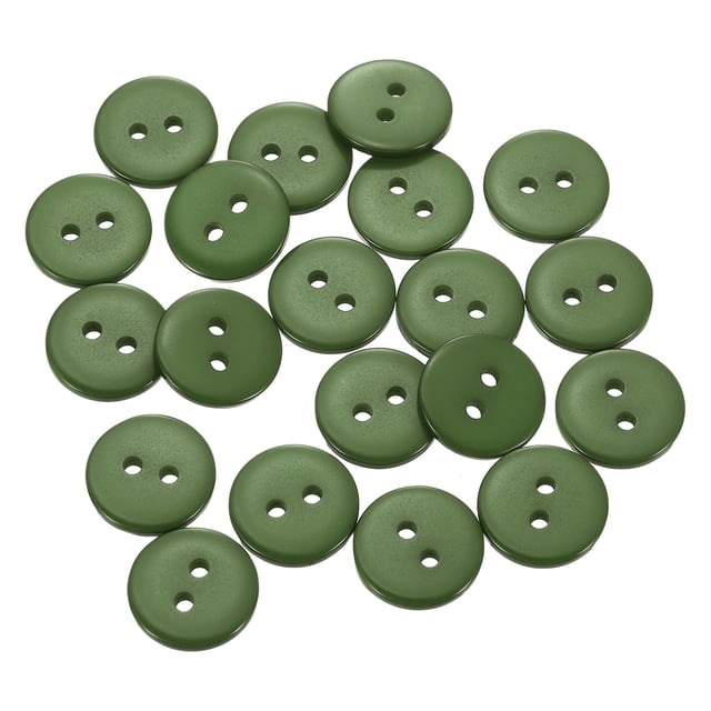 20 piezas de botones de costura de resina, 12.5 mm (1/2") botones redondos de manualidades con 2 agujeros, verde oscuro