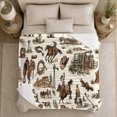 thumbnail image 4 of Rodeo Riders With Ranch Gear And Cattle, Cozy Flannel Blanket with Vintage Rodeo Illustration Print, Housewarming Gift for Rodeo Ranch Enthusiasts, Home Decor for Bedroom and Living Room, 4 of 7