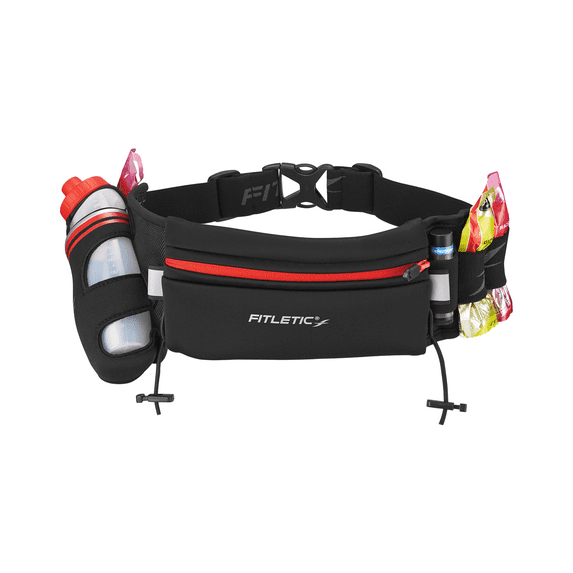 Fitletic Fully Loaded Water and Gel Belt : BLK / RED Zip, L/XL