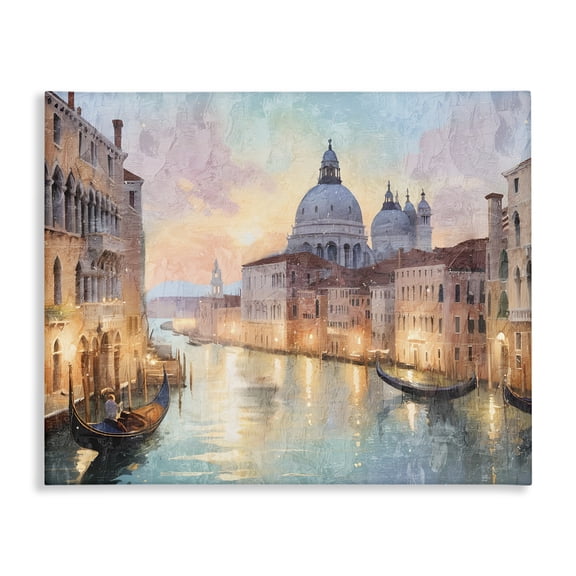 Stupell Industries Scenic Venetian Canal Cityscapes Painting Wrapped Canvas Canvas Art Print Wall Art, 20 x 16