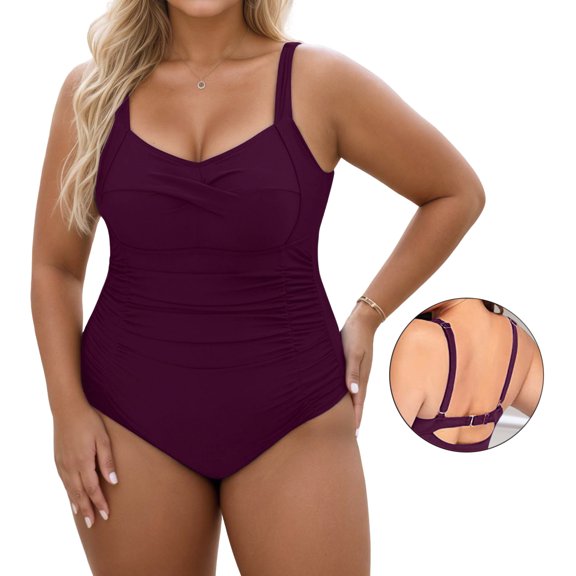 Womens Plus Size Swimsuit Purple Bathing Suits Women's Swimsuits 1 Piece Beach Swimsuits for Women