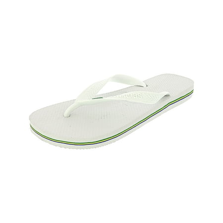 Havaianas Women's Brazil Logo Flip flops - Spring and Summer Sandals for Women - White, 11/12