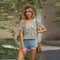 thumbnail image 2 of FJUCHAI Chemises Imprimées pour Femmes Été Décontracté Col Rond Manches Courtes Blouses Mignonnes Florales Tops Amples, 2 of 9