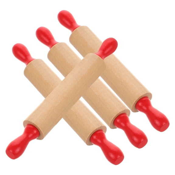 4 Pcs Children's Rolling Pin Wood Rolling Pin Kids Ornaments Baking Tools Rolling Pin for Wooden 12.70X1.70X1.70CM